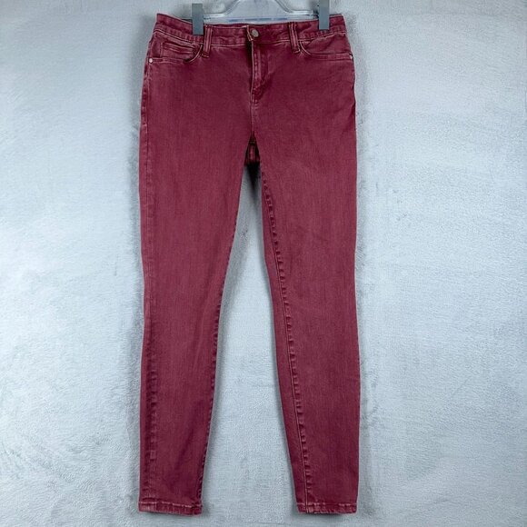 Wash Lab Jeans Ankle Skinny Leg SFSK91431 Mid Rise Womens Maroon Size 29 - Picture 1 of 10